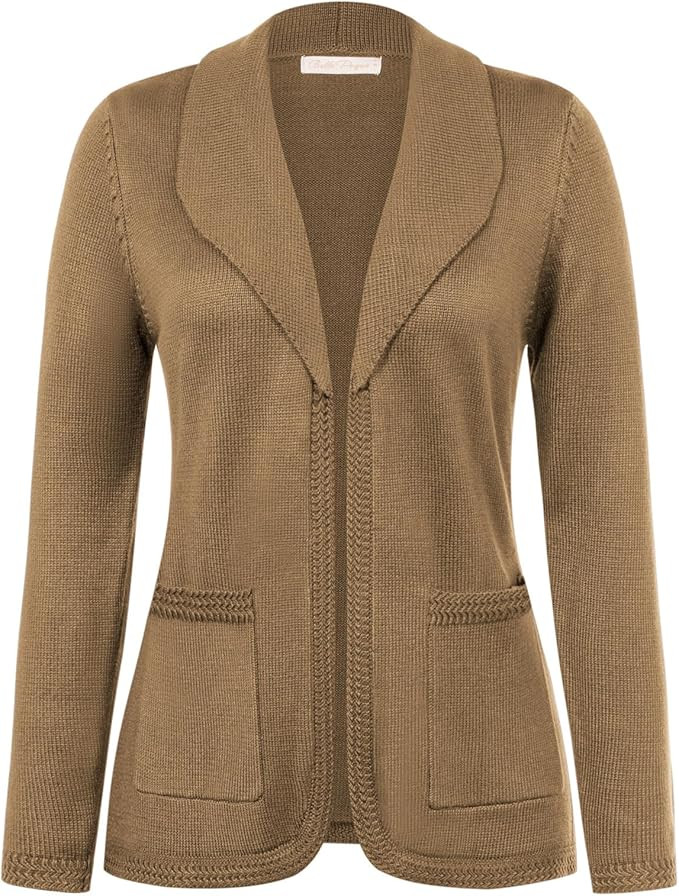 Belle Poque Women Sweater Blazer Vintage Cardigan Sweater V Neck Shawl Lapel Collar Cardigan with... | Amazon (US)
