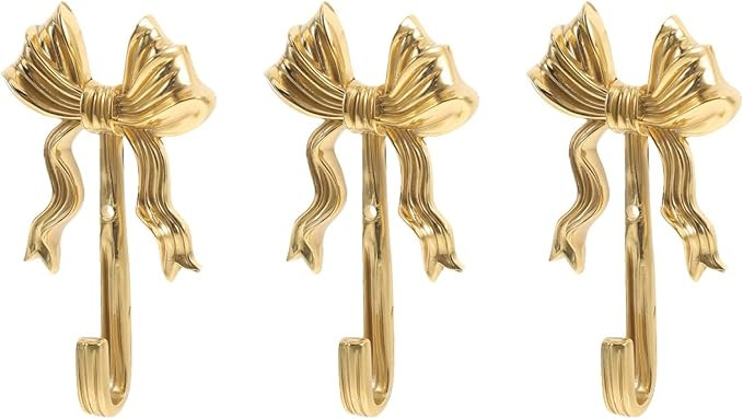 Uonlytech 3pcs Brass Bow Hook Coat Hooks Outdoor Hook Decorative Hooks Wall-Mounted Hook Decorati... | Amazon (US)
