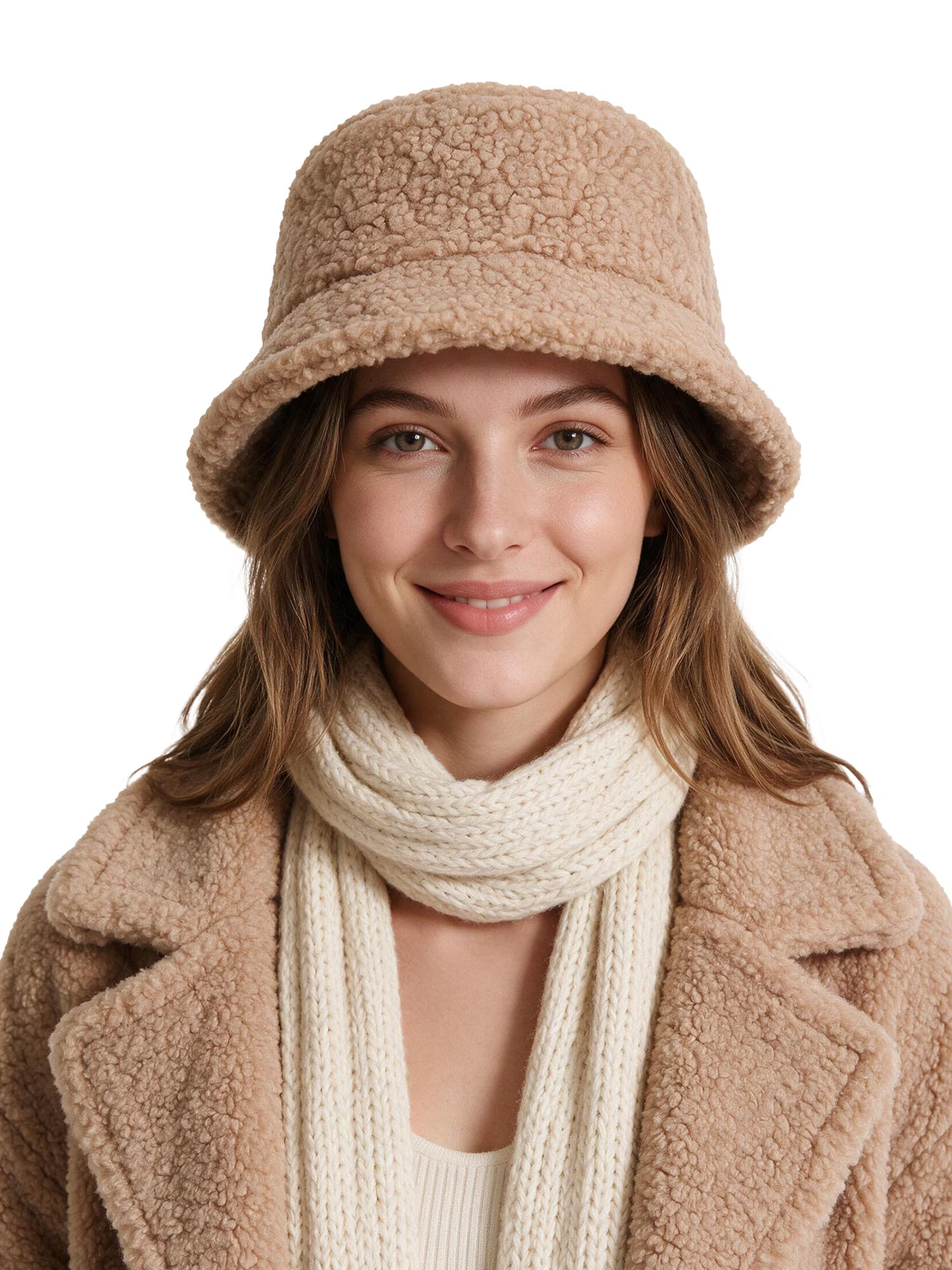 Deago Women Winter Bucket Hat Vintage Cloche Hats Warm Faux Fur Wool Outdoor Fisherman Cap (Khaki) | Walmart (US)