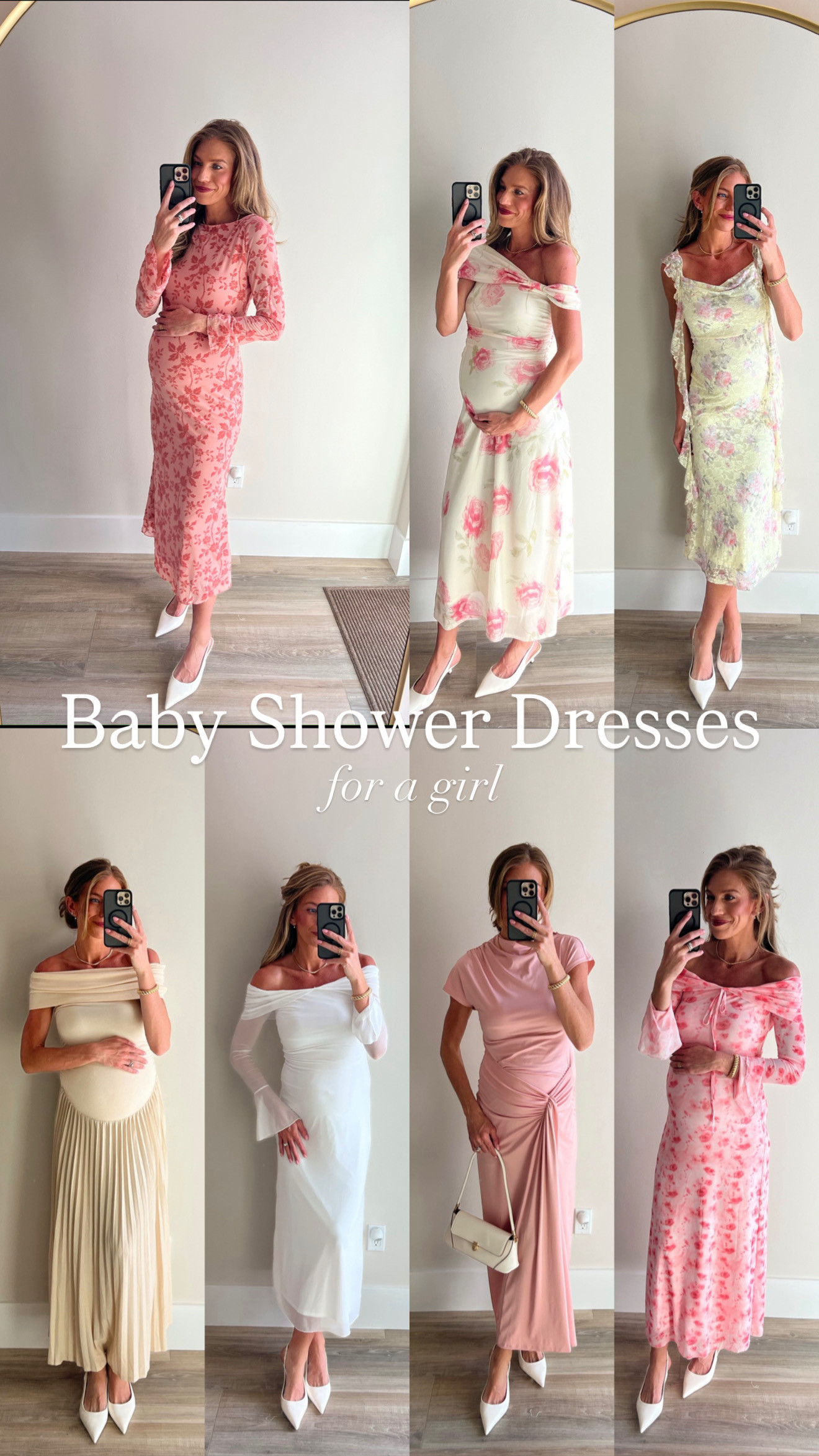 The perfect pink and neutral dresses for a girl's baby shower! Size medium in everything! 

 #LTKgrwm #LTKootd #LTKmomlife