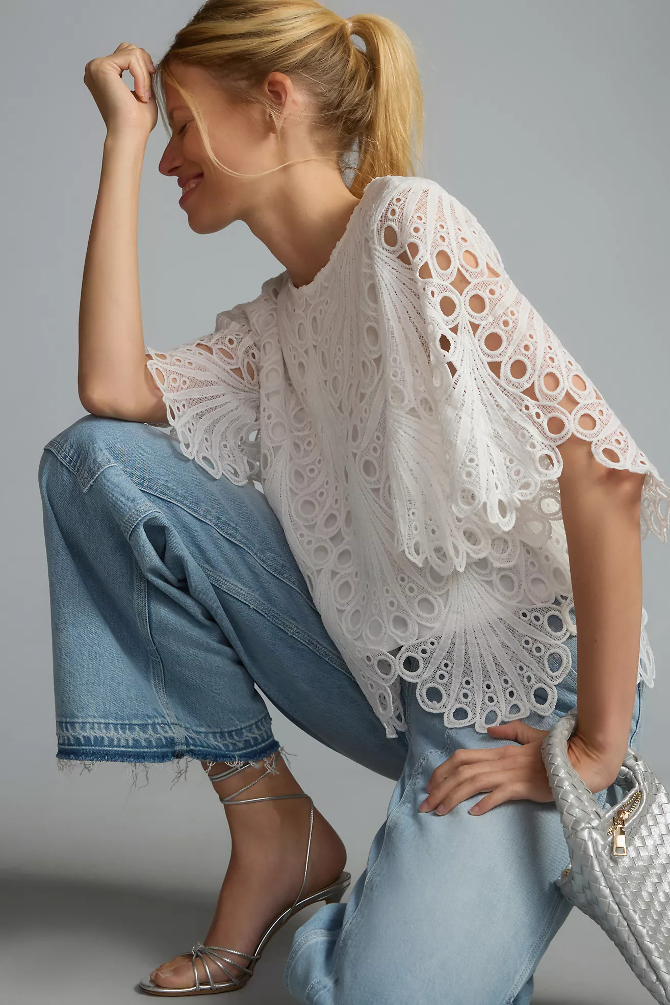 Blue Tassel Eyelet Top | Anthropologie (US)