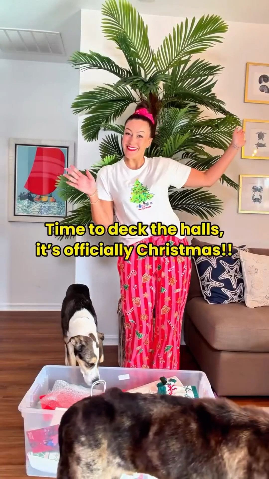 tell me why the second you pull out the christmas bins your whole mood shifts 😆✨ like girly, the holiday serotonin hits immediately.

these festive pjs are the perfect mix of comfy and actually-cute — soft, breathable, and not the kind that twist around you all night 🙃 the tee is that easy throw-on cotton that holds up wash after wash, so you’re getting real cost per wear out of something you’ll reach for all december. and you already know… you buy clothes to fit your body, not the other way around 💛 so yes, even your holiday lounge sets should make you feel good.

I’m 5’6” wearing size small (TTS) in the tee, size medium (TTS) in the pajama pants

#LTKGiftGuide #LTKdayinmylife #LTKHoliday