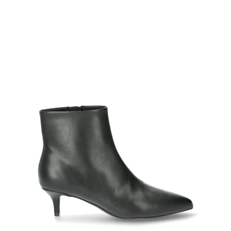 Scoop Women's Faux Leather Kitten Heel Ankle Boots | Walmart (US)