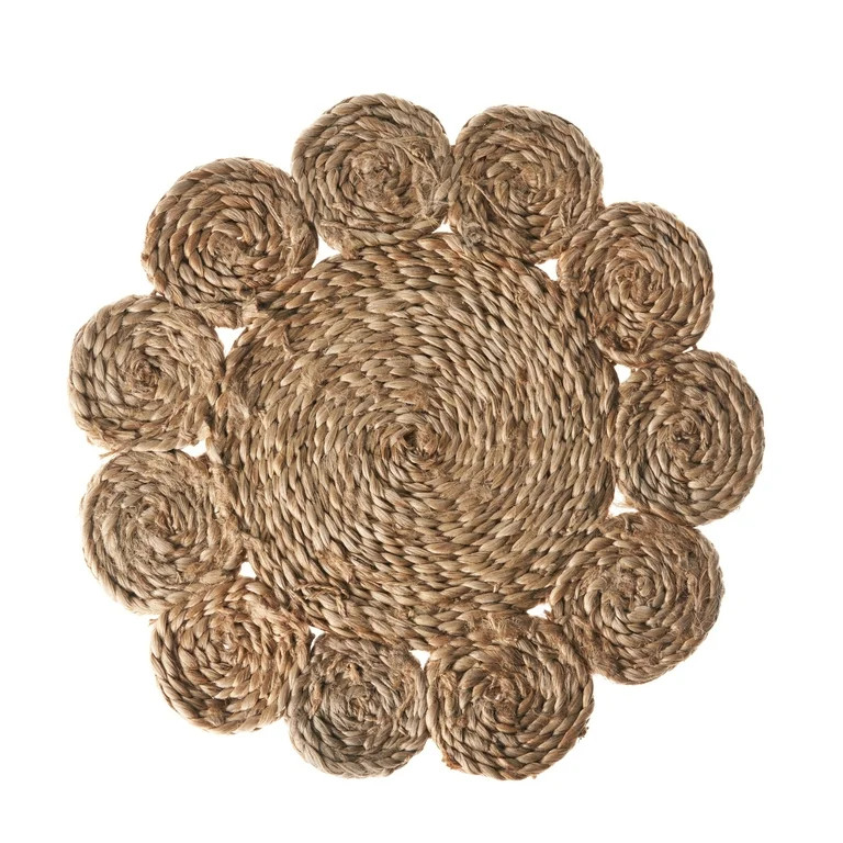 LR Home Hugo Set of 2 Round Jute Placemats, Braided Flower | Walmart (US)
