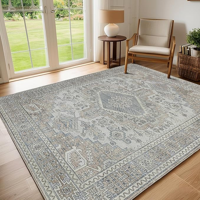 Alfombras lavables a máquina de 8 x 10 pies para sala de estar, ultra suaves, alfombras retro de... | Amazon (US)