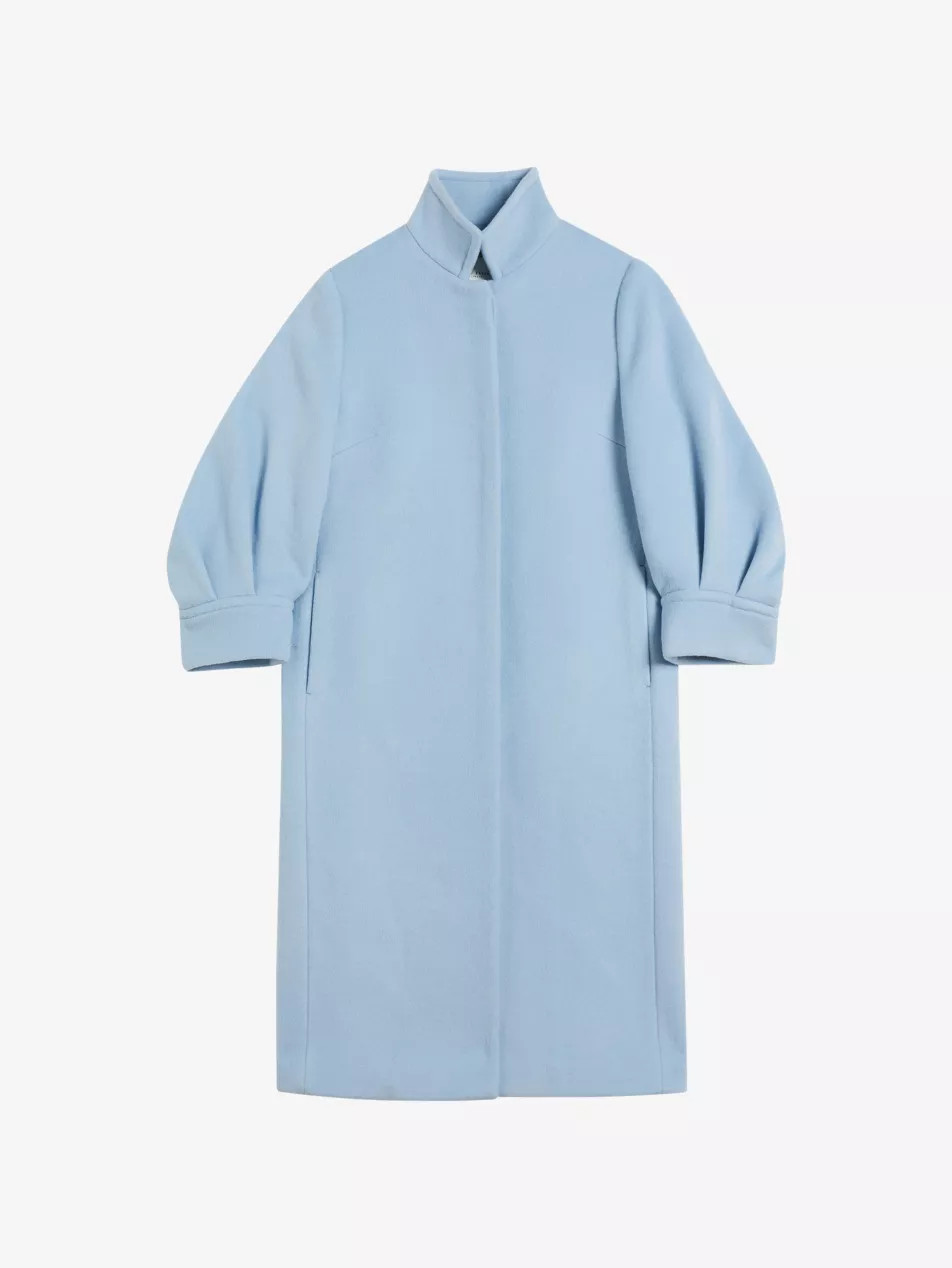 Sairse pleated-sleeve wool-blend coat | Selfridges