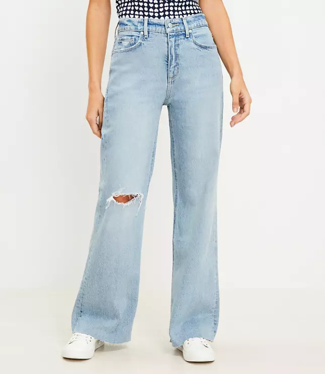 Fresh Cut High Rise Wide Leg Jeans in Light Indigo Wash | LOFT