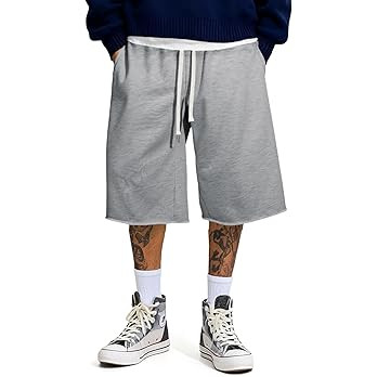 JMIERR 2026 Men's Baggy Sweat Shorts Lightweight Under Knee Casual Raw Hem Drawstring Y2K Shorts ... | Amazon (US)