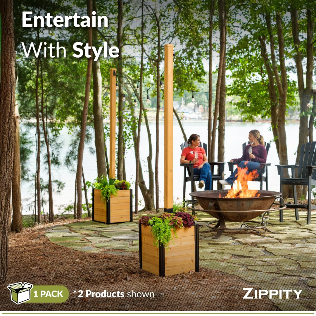 8.5ft H (1 Post w/Planter Box) Freestanding Zippity Concord String Light Post for Outdoor Hanging... | Amazon (US)