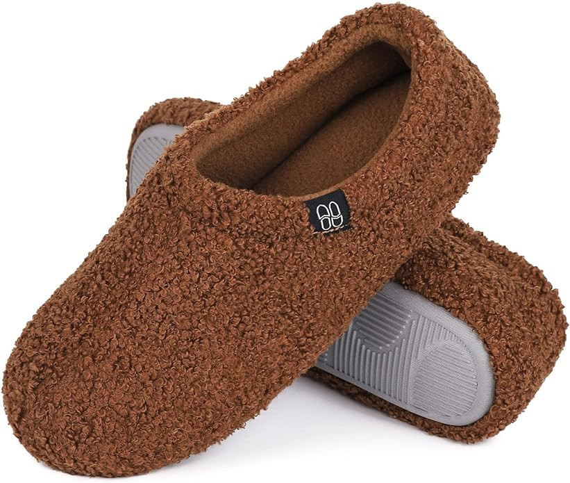 HomeTop Women's Fuzzy Curly Fur Memory Foam Loafer Slippers with Polar Fleece Lining | Amazon (US)