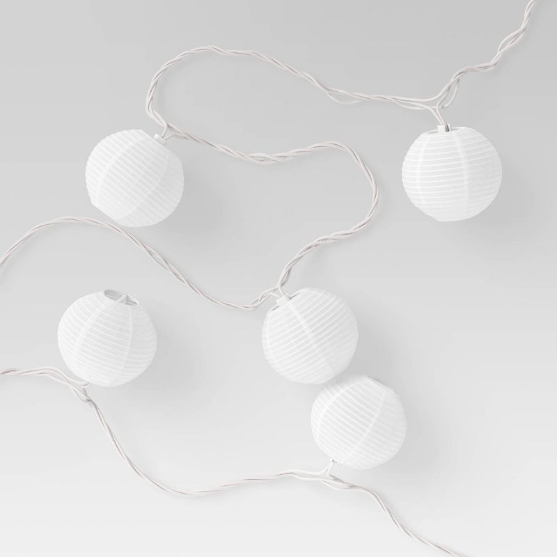 10ct Incandescent Mini Lights with Nylon Outdoor Lanterns White - Threshold™ | Target