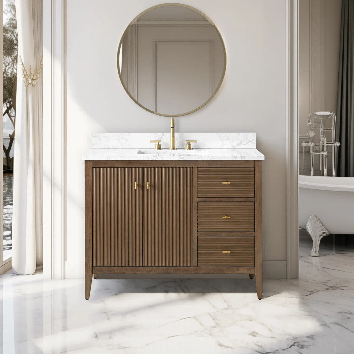 42'' Single Bathroom Vanity with Engineered Marble Top | Wayfair North America