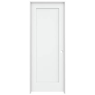 32 in. x 80 in. Madison White Painted Left-Hand Smooth Solid Core Molded Composite MDF Single Pre... | The Home Depot