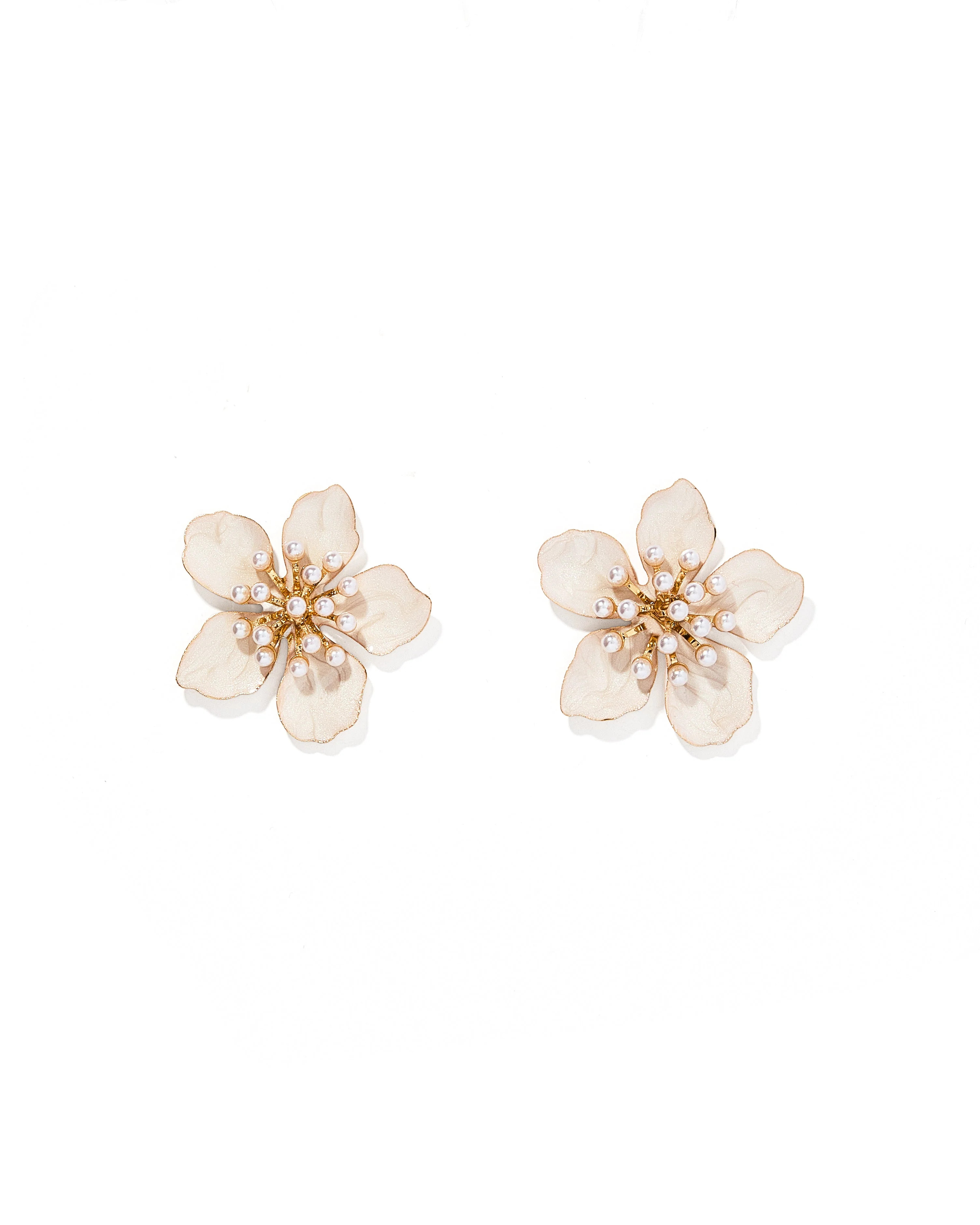 Monroe Statement Earrings - White | LINNY CO LLC