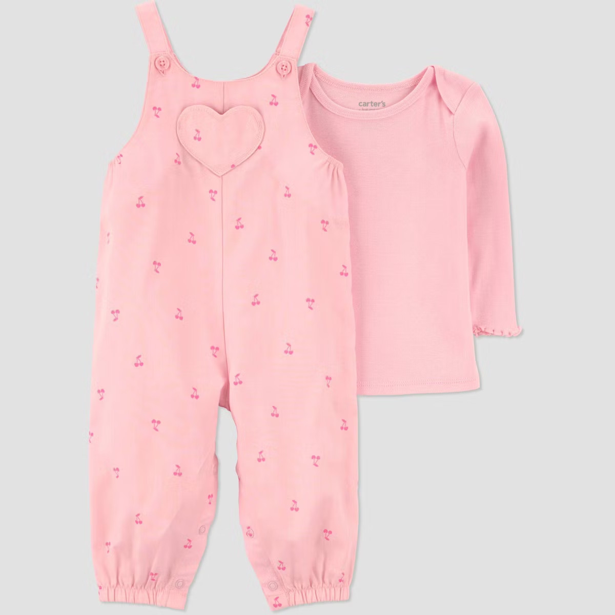 Carter's Just One You® Baby Girls' 2pc Cherries Long Sleeve Bodysuit and Overalls Set - Pink | Target