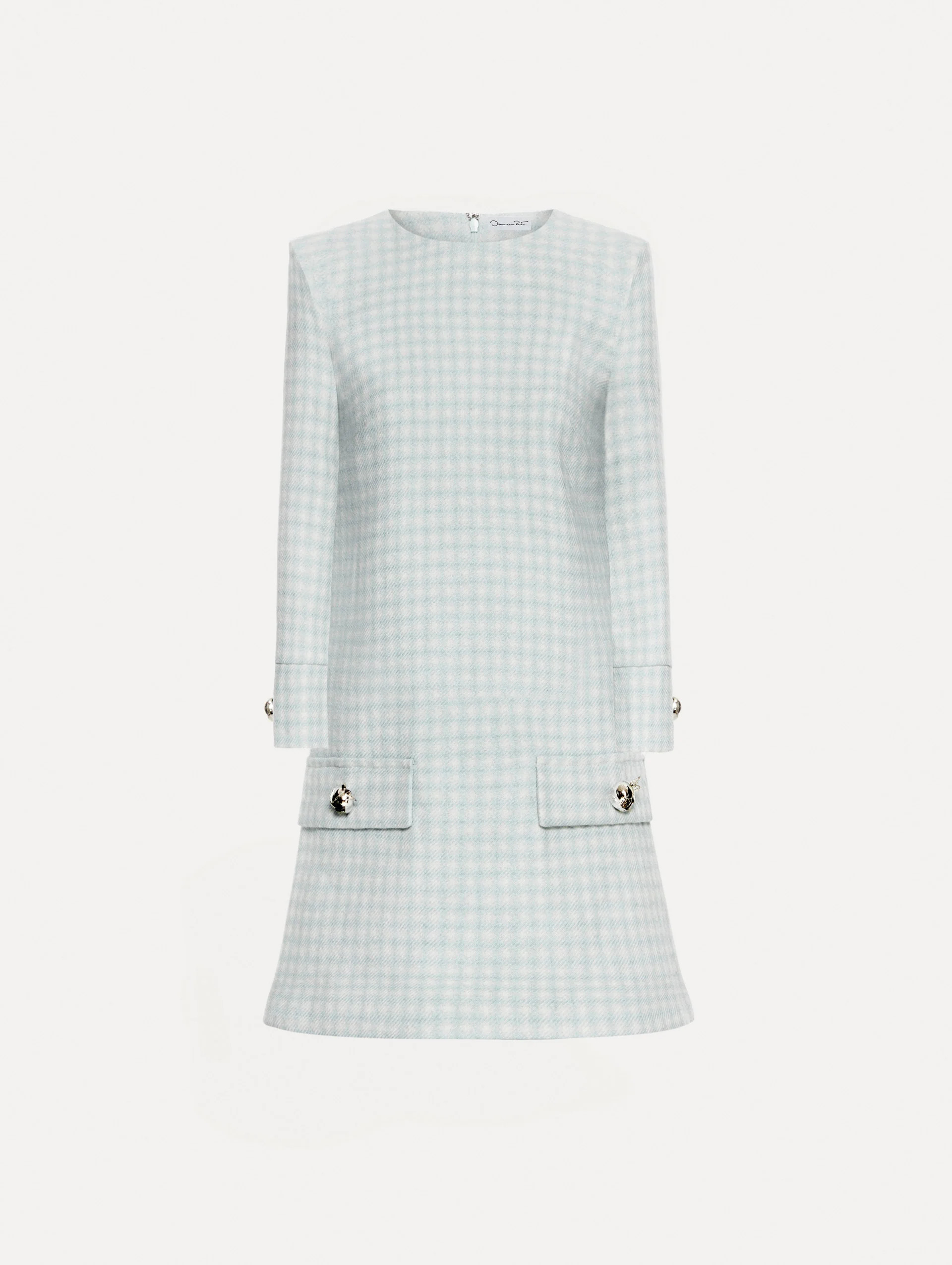 Checked Tweed Long Sleeve Dress | Oscar de la Renta