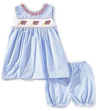 Petit Ami Baby Girls Sleeveless CheckedAmerican Flag Smocked Waist Fit-And-Flare Dress - 6 Months | Dillard's