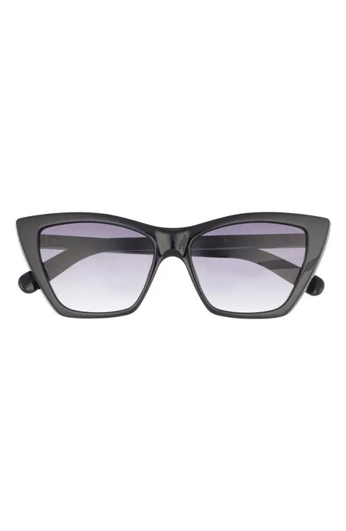 QUAY Set in Stone 55mm Cat Eye Sunglasses in Black/Smoke at Nordstrom | Nordstrom
