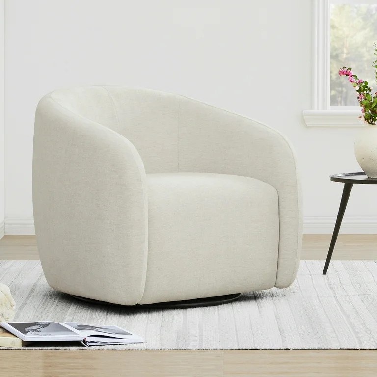 CHITA Swivel Accent Chairs, Modern Upholstered Fabric Arm Chair for Living Room Bedroom, Cream | Walmart (US)