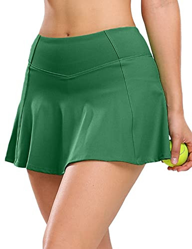1a1a Tennis Skirts for Women with Shorts Pockets High Waisted Golf Skirt Sports Athletic Skorts Running Workout Skort Dark Green | Amazon (US)
