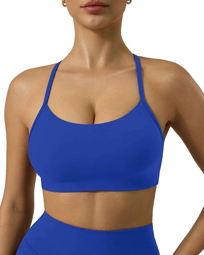 PAVOI ACTIVE Yoga Racerback Bras for Women - Buttery Soft Low Support Scoop Neck Y-Back Thin Stra... | Amazon (US)