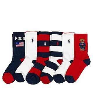 Polo Ralph Lauren LittleBig Boys 2T-11 Americana Bear Socks 6-Pack - 4/7 | Dillard's
