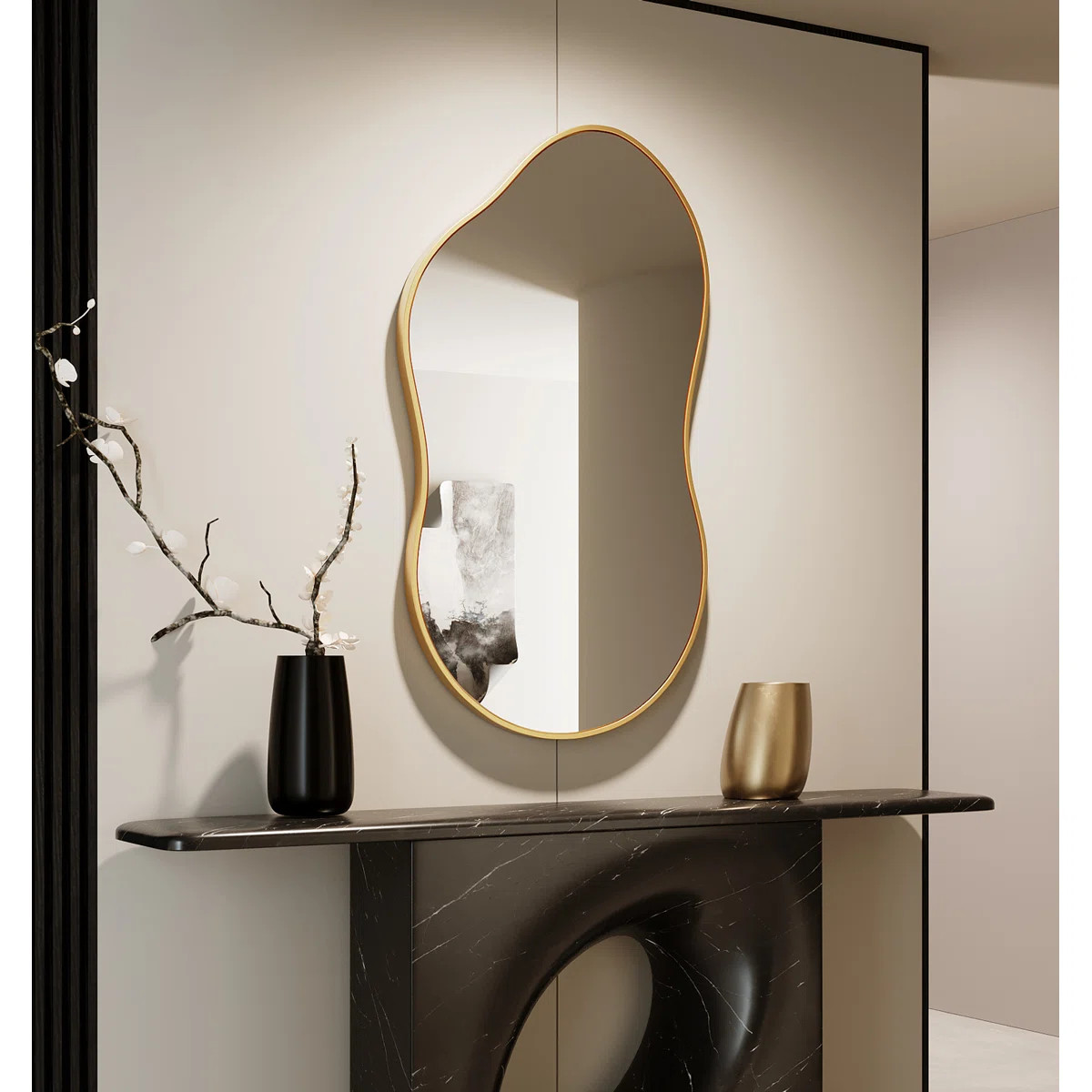 Irregular Unique Shaped Wall Mirror, Asymmetrical Mirrors, Cloud Mirror, Wavy Mirror, Morden Wavy... | Wayfair North America