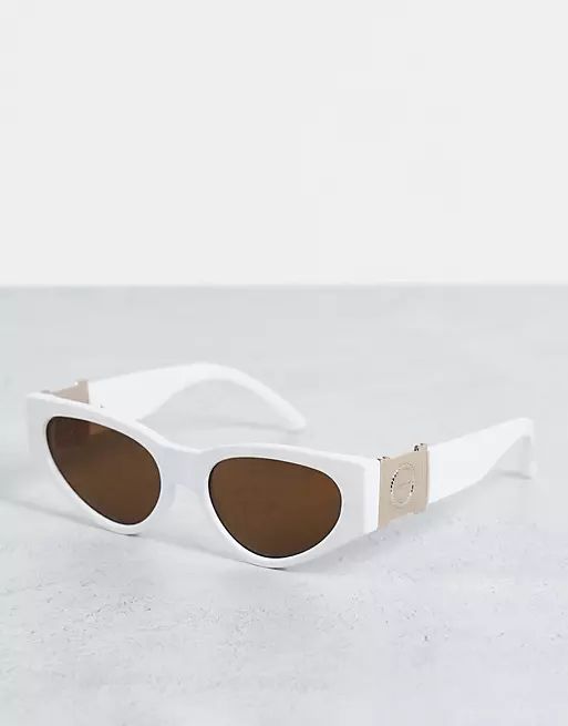 Reclaimed Vintage Inspired cat eye sunglasses in off white | ASOS (Global)