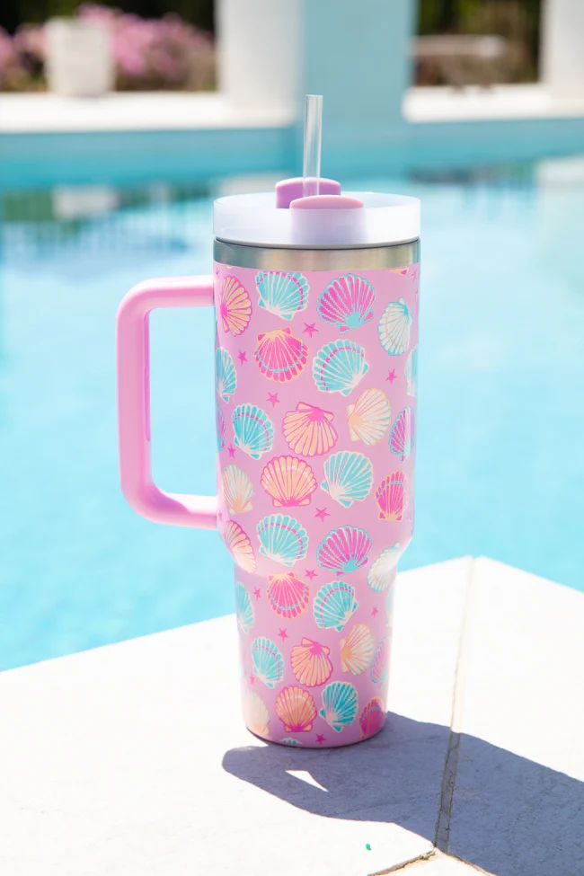 Sippin' Pretty In Mermaid Magic 40 oz Drink Tumbler With Lid And Straw | Pink Lily