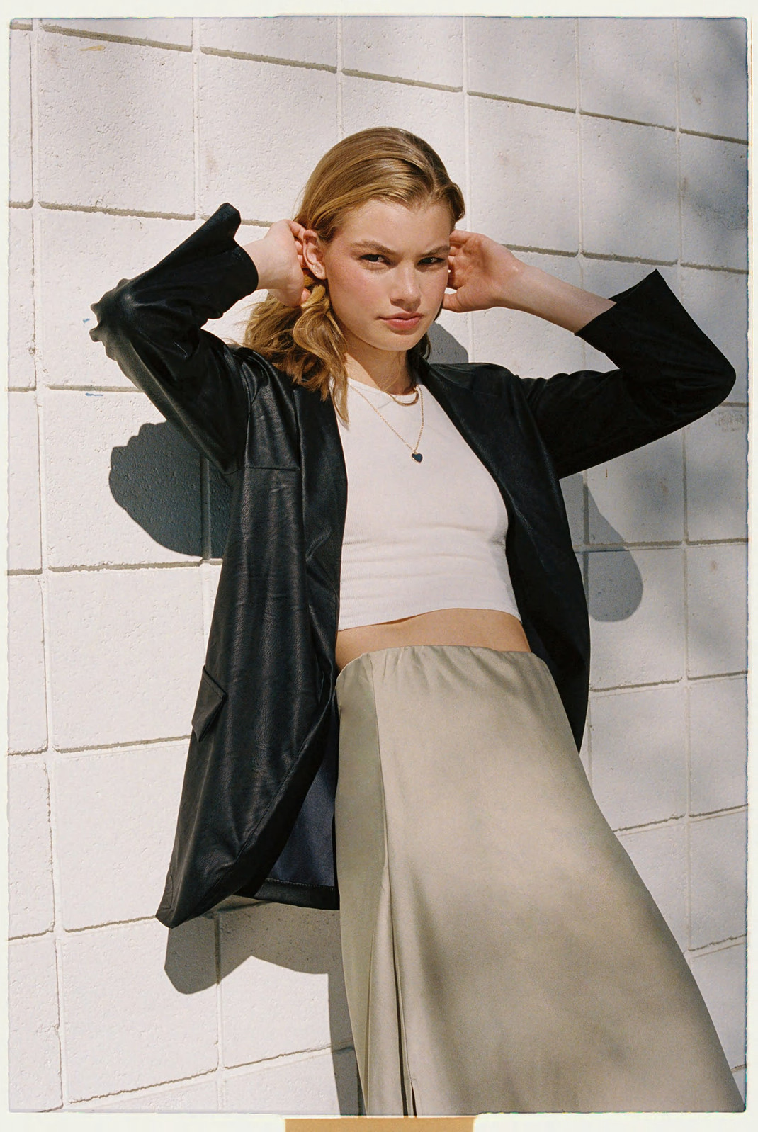 Single Breasted Faux Leather Padded Shoulder Blazer | Nasty Gal (US)