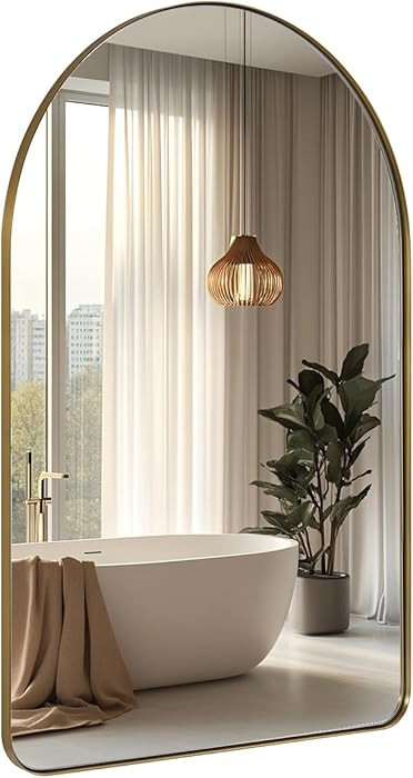 ANDY STAR Arched Mirror, 20 x 30 Inch Gold Bathroom Mirror in Stainless Steel Metal Frame, Arch T... | Amazon (US)