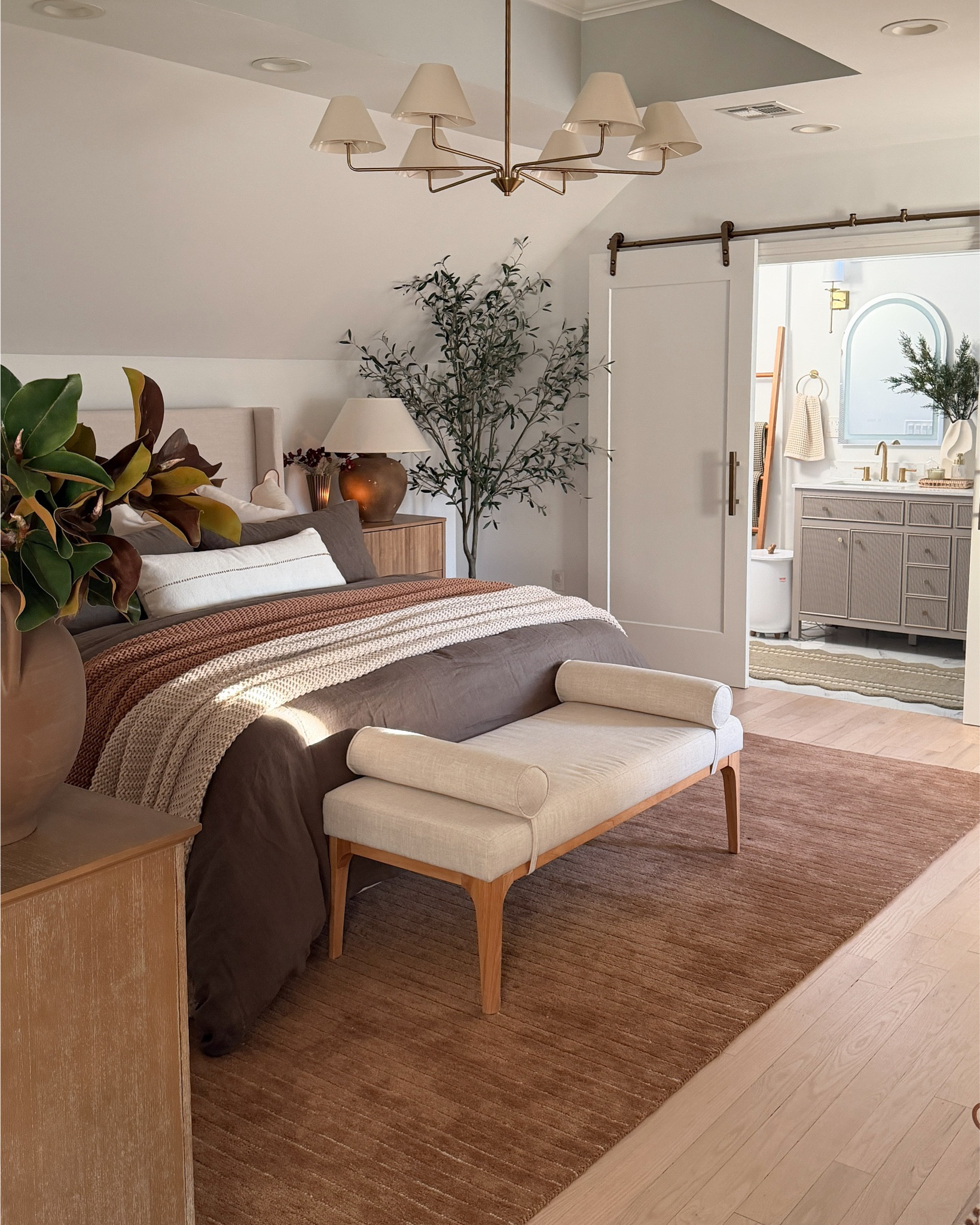 One of the best decision that we did in our master bedroom was to add these semi-custom barn doors. 

I ordered 2 (36x84 ) 1 panel wood door and added (1) barn door hardware kit long enough to attach both on the same track.  Ps: we spray painted the hardware in a brass color so it could match with the rest of our space design. 

I’m loving how they turned out!! Absolutely 1000/10 recommend !! 🤎

Barn doors, barn door Inspo, bedroom Inspo, neutral bedroom, barn door 

#LTKStyleTip #LTKHome #LTKMostLoved