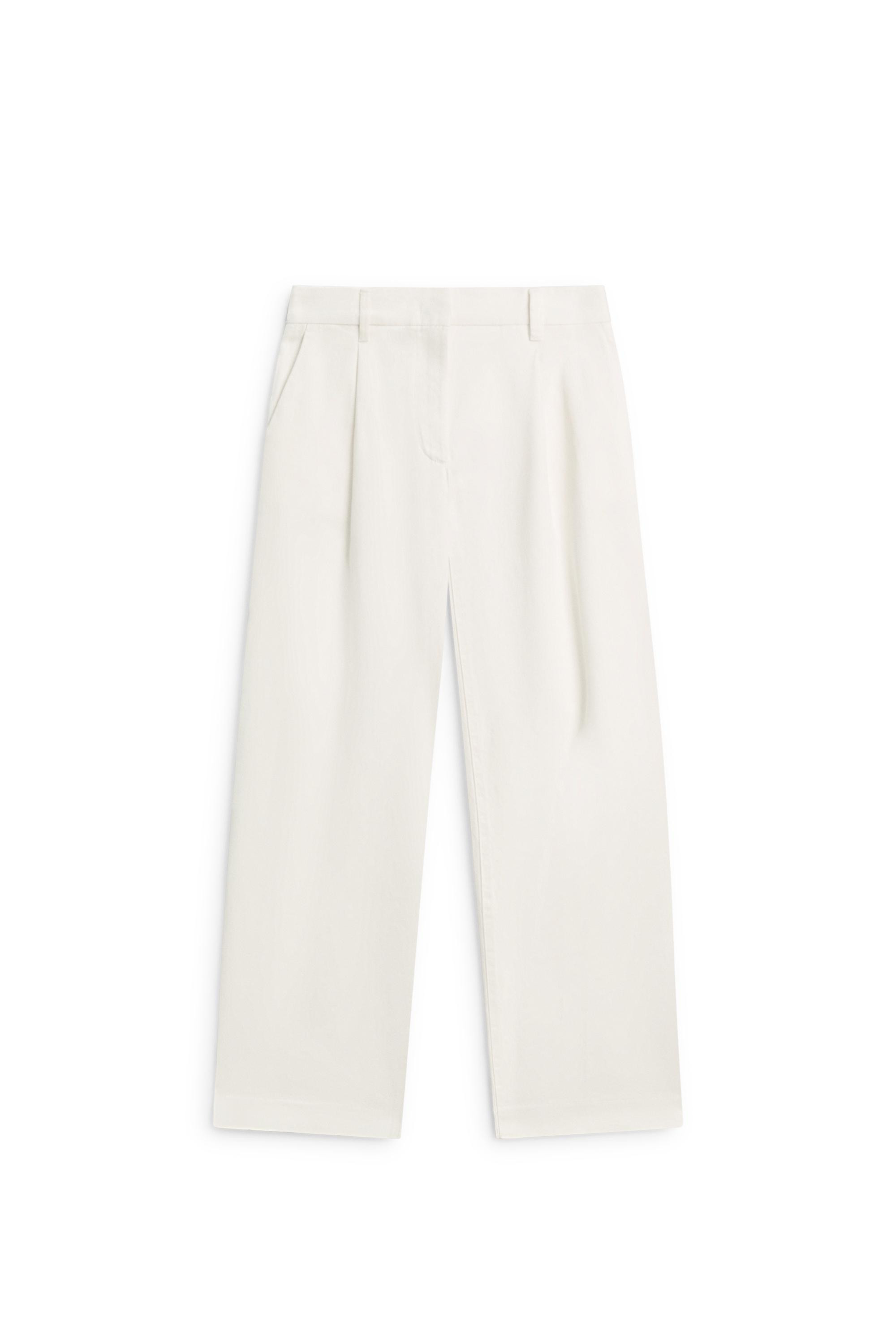 Pleated wide-leg low-rise pants - Off white | Massimo Dutti UK
