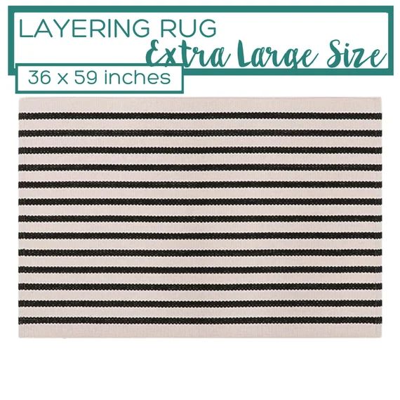 Black and White Striped Rug Doormat Layering Rug Large | Etsy | Etsy (US)