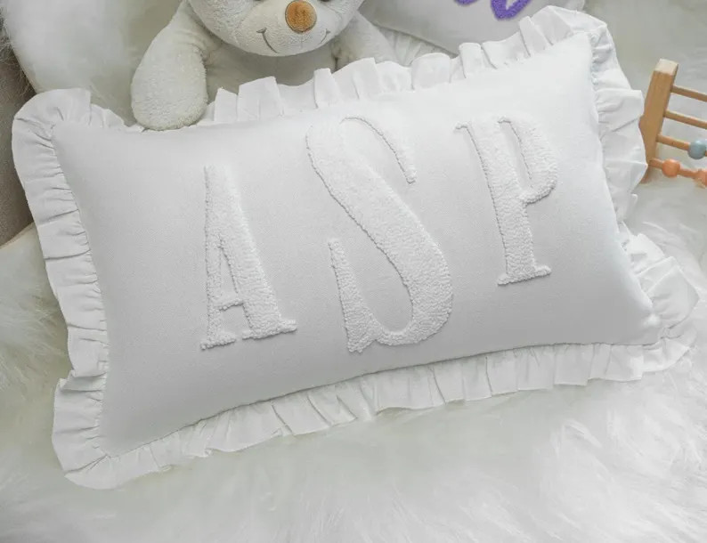 Personalized Monogram Punch Needle Pillow Cover: Custom Embroidered Cotton Cushion - Etsy | Etsy (US)