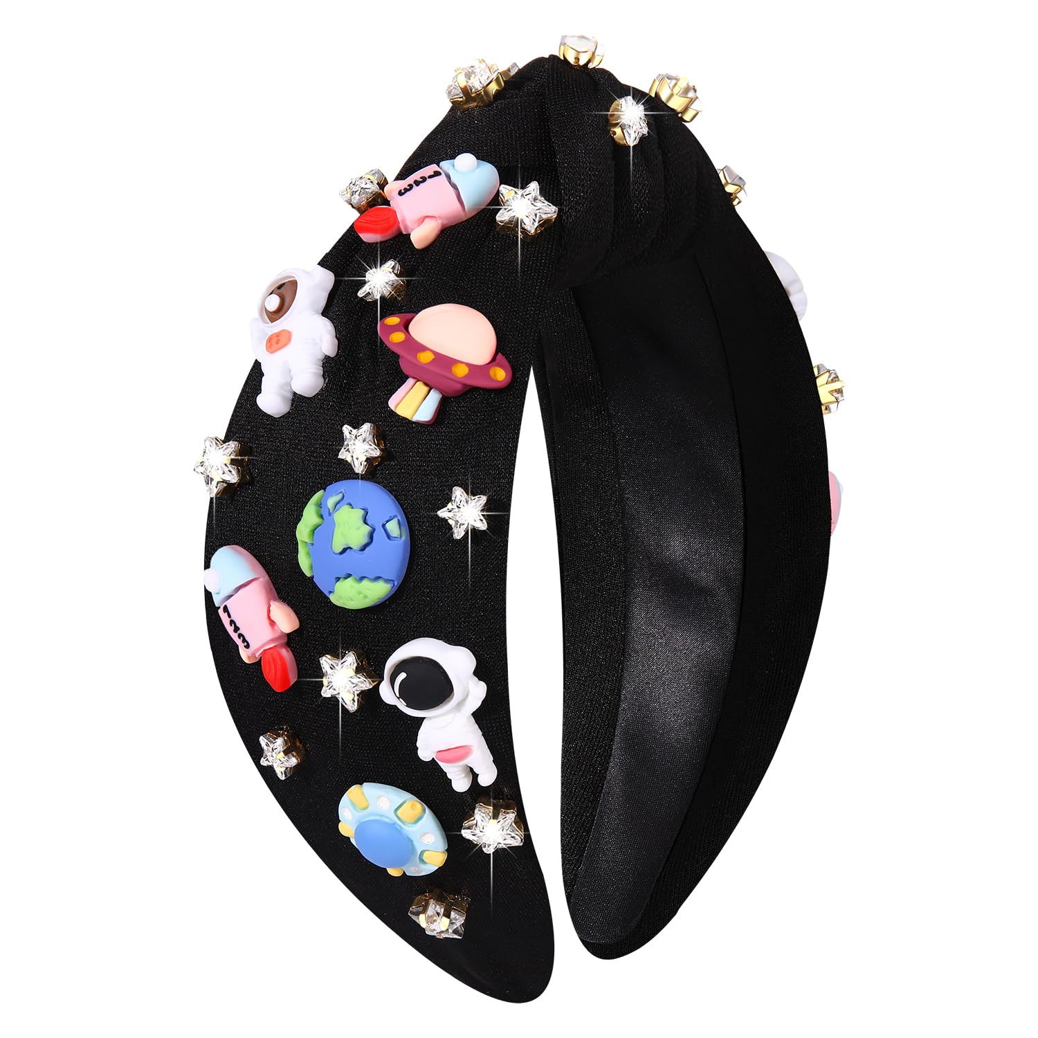 mokkia Space Astronaut Headbands for Women Saturn Planet Rocket Spaceman Headband Jeweled Rhinest... | Amazon (US)