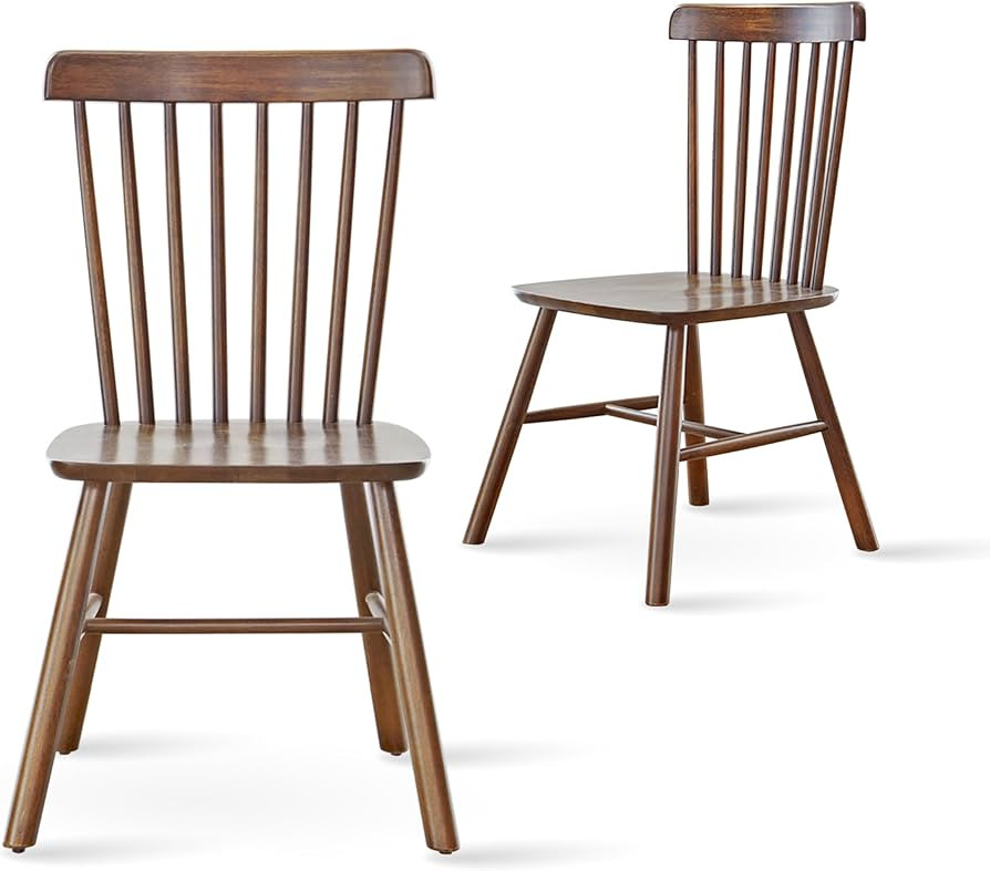 Livinia Aslan Malaysian Oak Dining Chair Set of Two, Country Farmhouse High Spindle Back Wooden S... | Amazon (US)