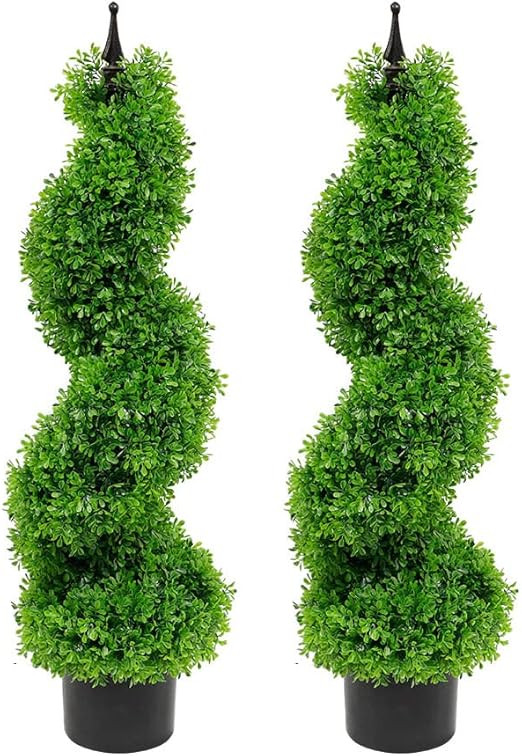 Armada Boxwood Topiary Trees Faux Spiral Artificial Feaux Plants Green Fakes Toparies Tree Indoor... | Amazon (US)
