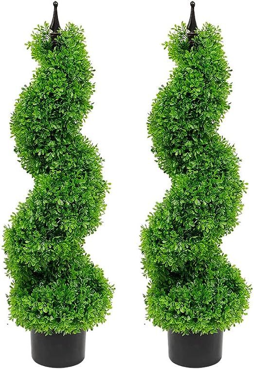 Armada Boxwood Topiary Trees Faux Spiral Artificial Feaux Plants Green Fakes Toparies Tree Indoor... | Amazon (US)