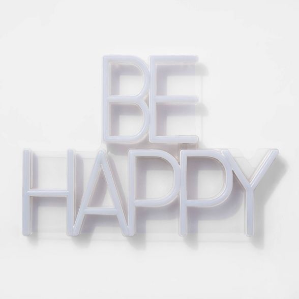 Be Happy LED Neon Wall Sign White - Room Essentials™ | Target