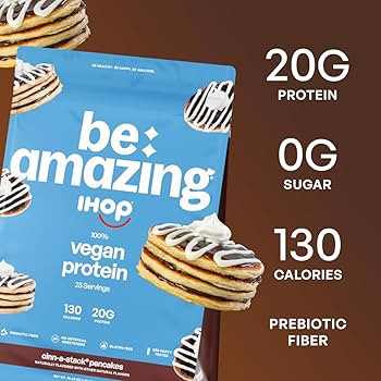 BE AMAZING Vegan Protein Powder, IHOP Cinn-A-Stack Pancakes, 20g Plant Based Protein with Prebiot... | Amazon (US)