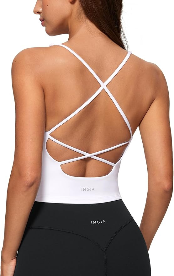 Womens V Neck Tank Tops Double Lined No Padded Spaghetti Criss Cross Strap Statement Strappy Back... | Amazon (US)