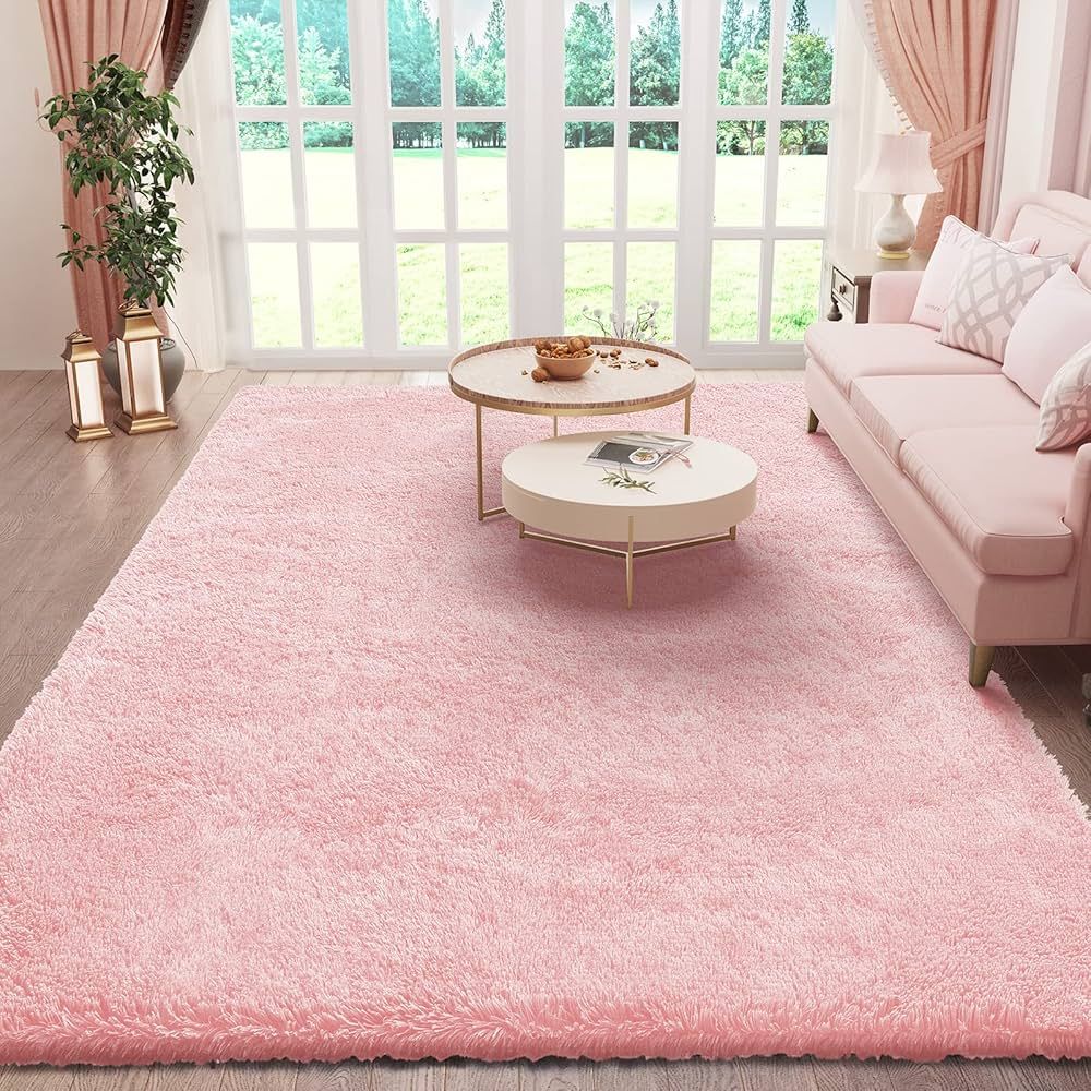 Ophanie Pink Rugs for Living Room 5x8, Fluffy Shag Large Fuzzy Plush Soft Living Room Carpets, Fl... | Amazon (US)