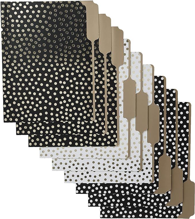 Graphique Gold Dots File Folder Set - File Set Includes 9 Folders with 3 Unique Polka Dot Designs... | Amazon (US)