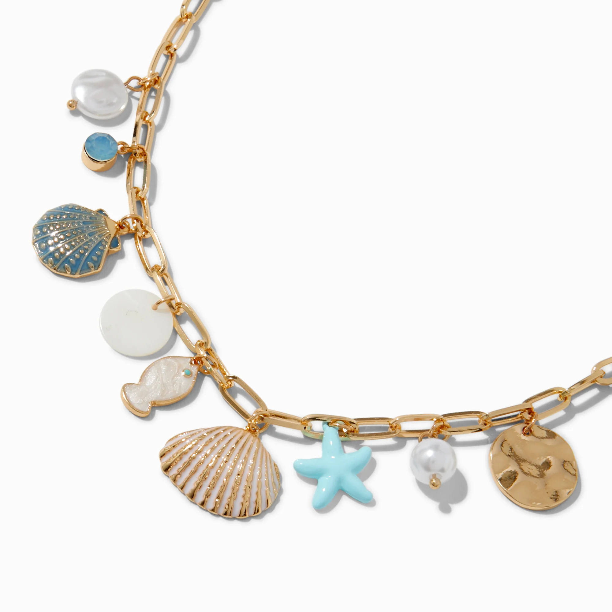 Light Blue Beach Charm Choker Necklace | Claire's (UK)