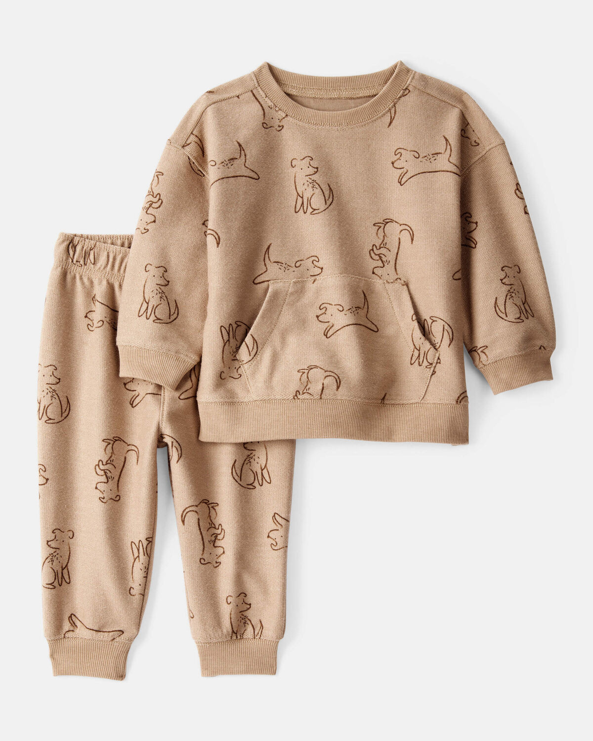 Baby Boy Dog French Terry Long-Sleeve Tee & Pant Set - Brown | Carter's Inc