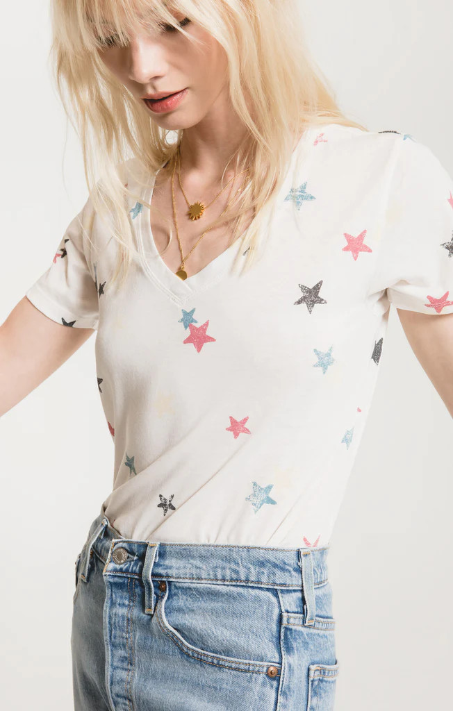 Distressed Star V-Neck Tee | Z Supply
