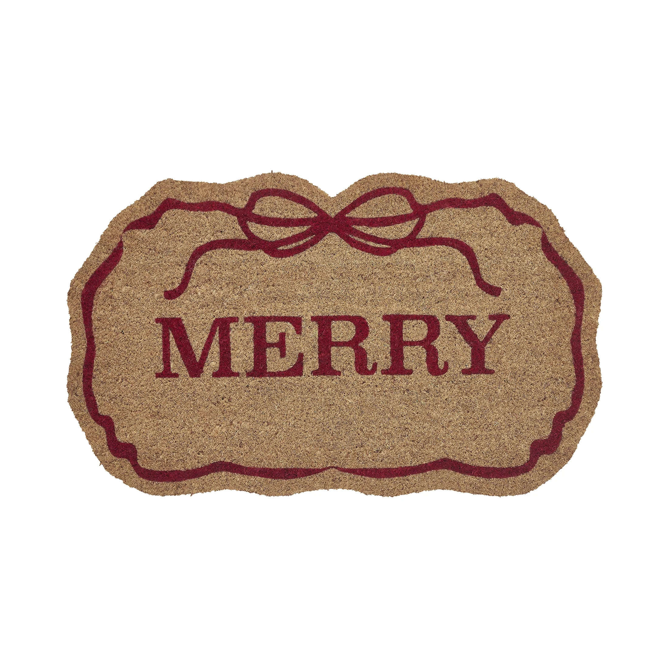 My Texas House Natural/Red Merry Ribbon Outdoor Coir Doormat, 30" x 48" | Walmart (US)