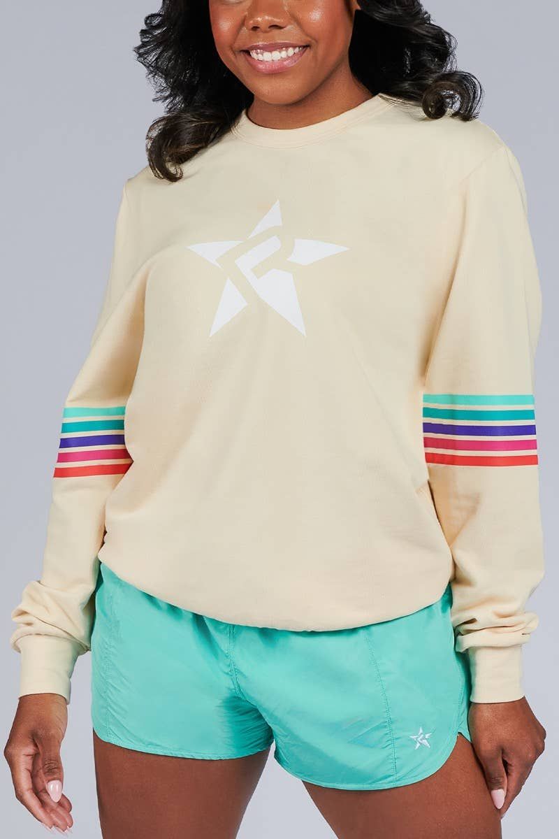 Pullover in Cream Rainbow | Rebel Athletic