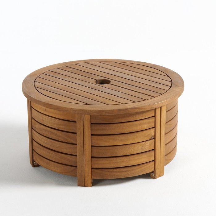Julma Round Parasol Base Cover in FSC®* Oiled Acacia | La Redoute (UK)